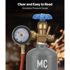 VEVOR CGA200 Acetylene Regulator for Small MC Tanks, AR-MC Air Acetylene Regulator Gauge with 3/8