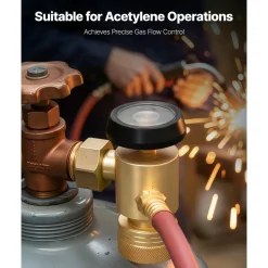 VEVOR CGA200 Acetylene Regulator for Small MC Tanks, AR-MC Air Acetylene Regulator Gauge with 3/8