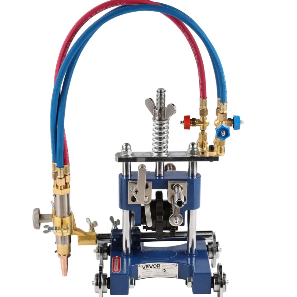 VEVOR CG2-11Y Manual Pipe Cutting Machine, 0.2"-2" Thick Pipe Beveling Machine with 82-in Chain, 0°-45° Adjusted Angle Gas Cutting Machine with 3 Tips, Portable Torch Beveling Gas Cutter