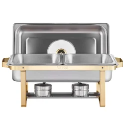 VEVOR Chafing Dish Buffet Set, 4 Qt 2 Pack, Stainless Steel Chafer with 4 Half Size Pans, Rectangle Catering Warmer Server with Glass Lid Water Pan Folding Stand Fuel Holder, for Wedding Party Banquet