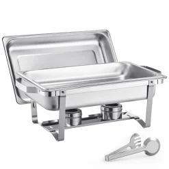 VEVOR Chafing Dish Buffet Set, 8 Qt 2 Pack, Stainless Steel Chafer with 2 Full Size Pans, Rectangle Catering Warmer Server with Lid Water Pan Stand Fuel Holder, for Weddings Parties Banquets, Silver