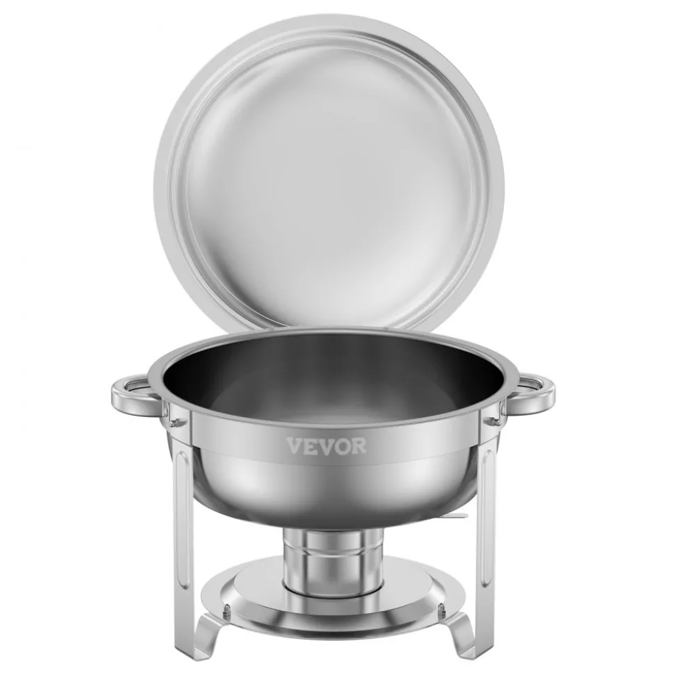 VEVOR Chafing Dish Buffet Set, 8 Qt 4 Pack, Stainless Steel Chafer with 2 Full Size and 4 Half Size Pans, Rectangle Catering Warmer Server with Lid Water Pan Stand, for Weddings Parties Banquets, Gold