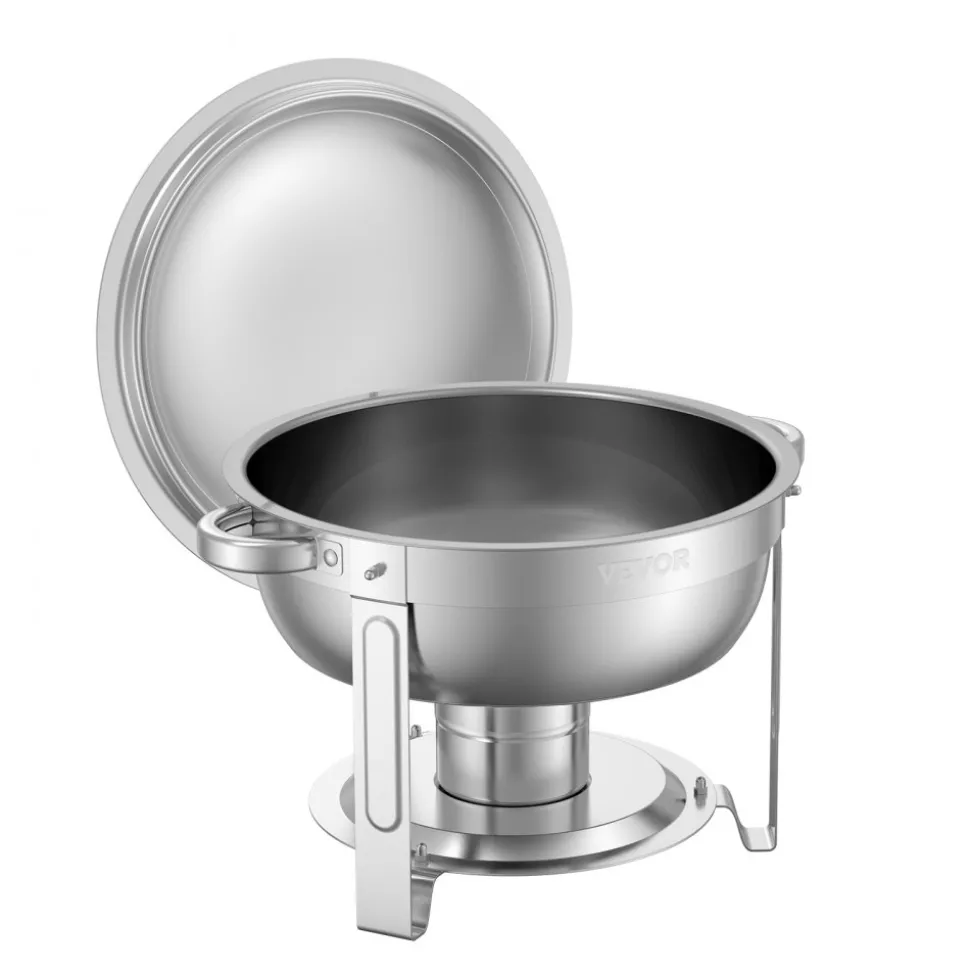VEVOR Chafing Dish Buffet Set, 8 Qt 4 Pack, Stainless Steel Chafer with 2 Full Size and 4 Half Size Pans, Rectangle Catering Warmer Server with Lid Water Pan Stand, for Weddings Parties Banquets, Gold