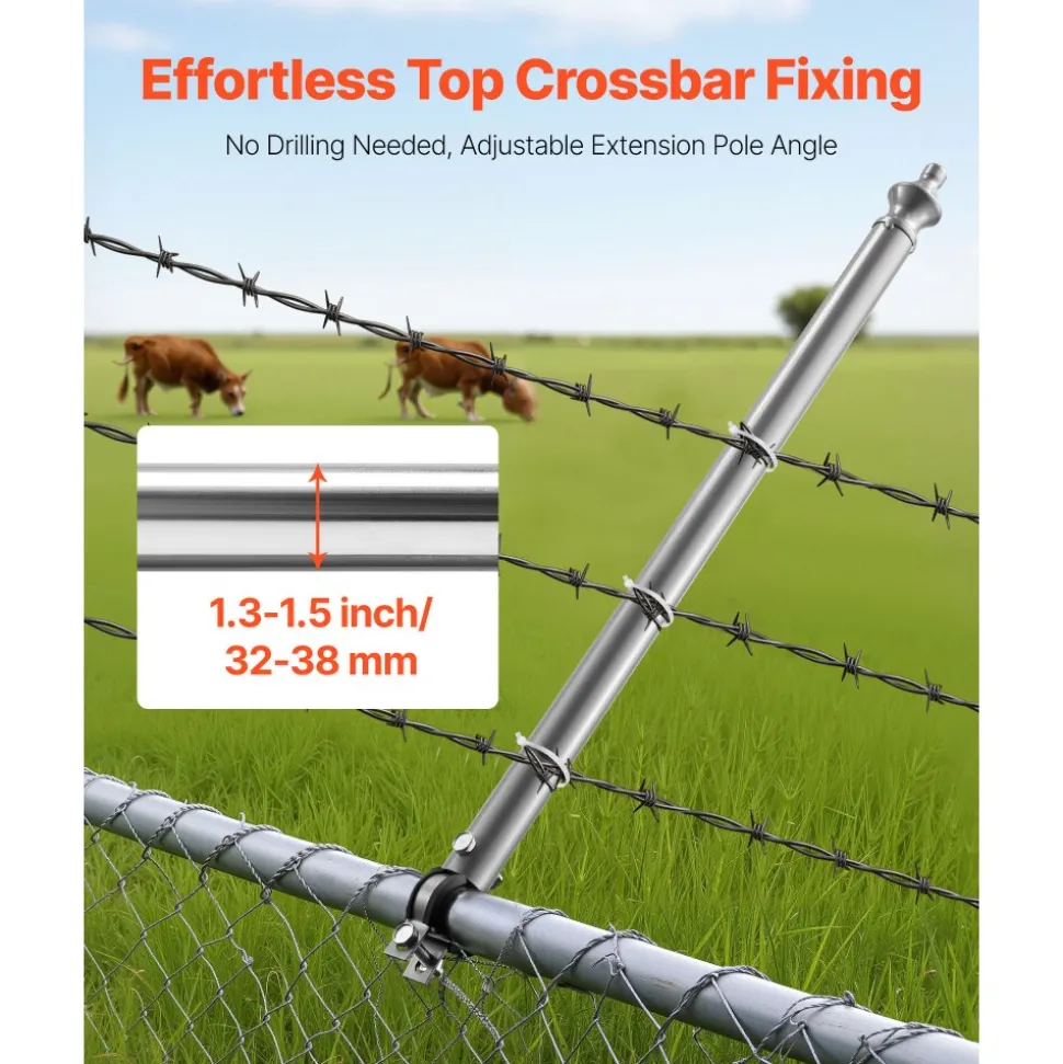 VEVOR Chain Link Fence Extensions, 18 Packs 27.4" Extension Height, Galvanized Post Extender for 1.3" to 1.5" Top of Fence, U Bracket, Barbed Wire Extend Arm for Privacy, Prevent Dogs Jumping Out