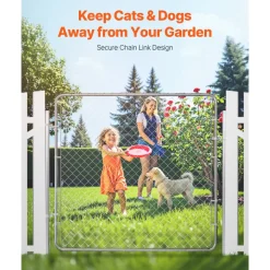 VEVOR Chain Link Fence Gate, 70 x 72 in, Adjustable Chain Link Fence Panel, Fit 3 ft (W) x 4 ft (H) Garden Fence Gate Opening, Rust-Resistant Galvanized Fencing Gate for Farm Posts Not Included
