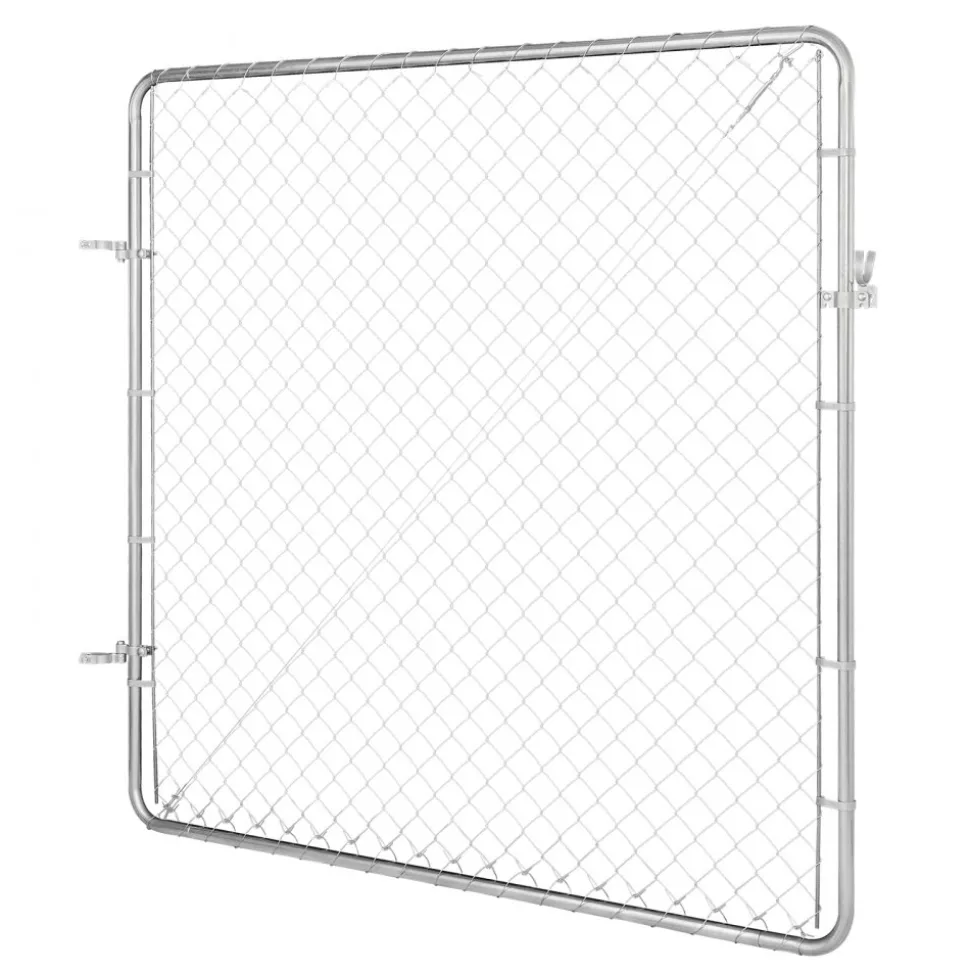 VEVOR Chain Link Fence Gate, 72 x 46 in, Adjustable Chain Link Fence Panel, Fit 2.2-6 ft (W) x 6 ft (H) Garden Fence Gate Opening, Fencing Gate with Plastic Coating, for Farm Black, Posts Not Included