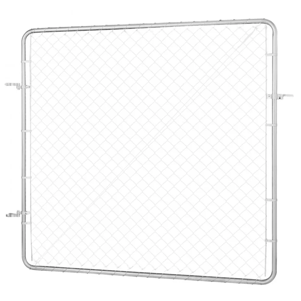 VEVOR Chain Link Fence Gate, 72 x 46 in, Adjustable Chain Link Fence Panel, Fit 2.2-6 ft (W) x 6 ft (H) Garden Fence Gate Opening, Fencing Gate with Plastic Coating, for Farm Black, Posts Not Included
