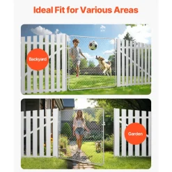 VEVOR Chain Link Fence Gate, 72 x 46 in, Adjustable Chain Link Fence Panel, Fit 2.2-6 ft (W) x 6 ft (H) Garden Fence Gate Opening, Fencing Gate with Plastic Coating, for Farm Black, Posts Not Included