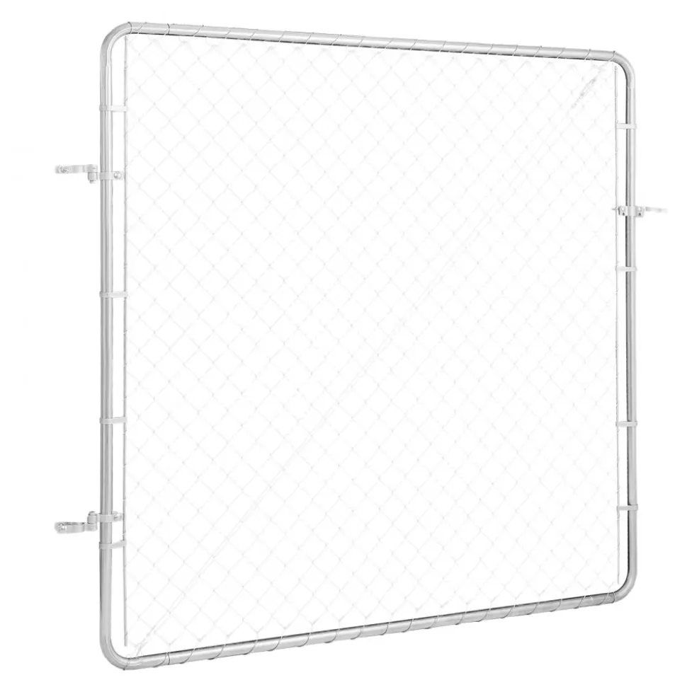 VEVOR Chain Link Fence Gate, 72 x 46 in, Adjustable Chain Link Fence Panel, Fit 2.2-6 ft (W) x 6 ft (H) Garden Fence Gate Opening, Fencing Gate with Plastic Coating, for Farm Black, Posts Not Included
