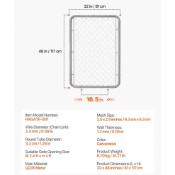 VEVOR Chain Link Fence Gate, 32 x 46 in, Adjustable Chain Link Fence Panel, Fit 2-4 ft (W) x 4 ft (H) Garden Fence Gate Opening, Rust-Resistant Galvanized Fencing Gate for Farm Posts Not Included