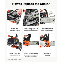VEVOR Chainsaw Chain 3 Pack 20 Inch 0.325" Pitch 0.058" Gauge 76 Drive Link, Fits VEVOR CN-58G / CN-62G Gas Chainsaw, Forged Alloy Steel, Replacement Saw Chains with Sharp Cutter Teeth & Tie Straps