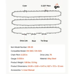 VEVOR Chainsaw Chain 3 Pack 20 Inch 0.325