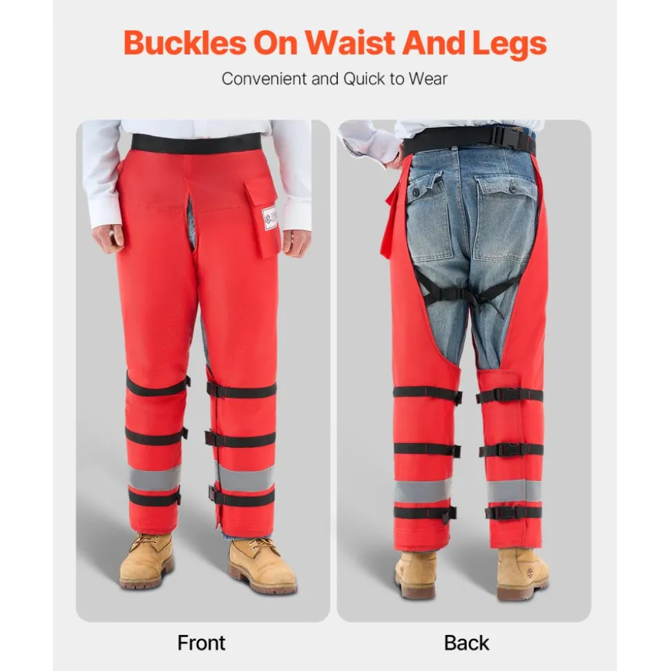VEVOR Chainsaw Chaps Wrap, Class D, 8 Layers Wrap Style Chainsaw Pants with Adjustable Belt & Gear Pocket, Chain Saw Chaps for Men/Women, Chainsaw Safety Equipment for Loggers Forest Workers, Large