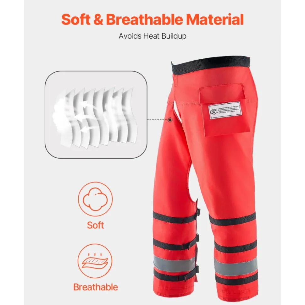 VEVOR Chainsaw Chaps Wrap, Class D, 8 Layers Wrap Style Chainsaw Pants with Adjustable Belt & Gear Pocket, Chain Saw Chaps for Men/Women, Chainsaw Safety Equipment for Loggers Forest Workers, Large