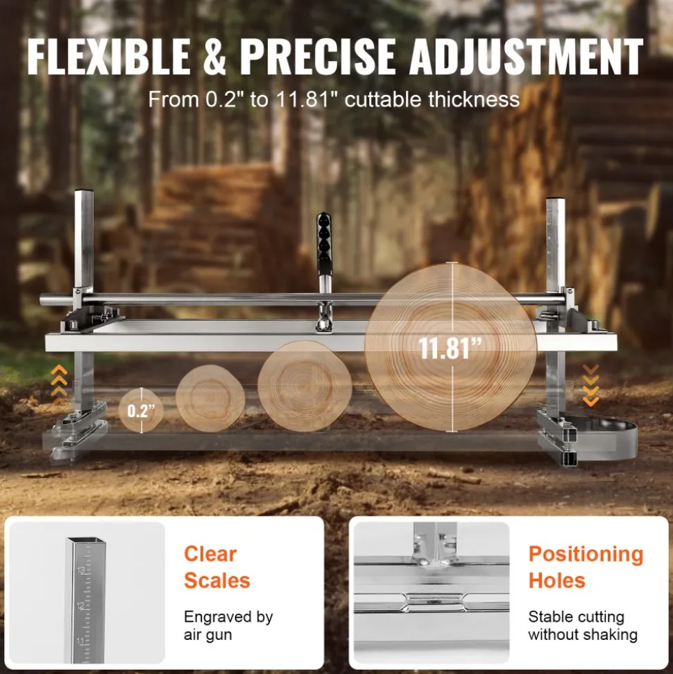 VEVOR Chainsaw Mill, Portable Sawmill 14"-36" Guide Bar, Galvanized Steel Chainsaw Planking Mill with 0.2"-11.81" Cutting Thickness, Wood Lumber Cross Cutting Saw Mill for Builders and Woodworkers