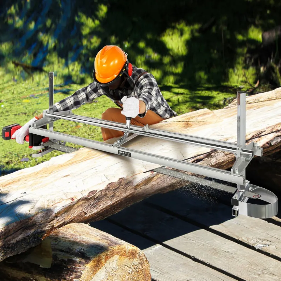 VEVOR Chainsaw Mill, Portable Sawmill 14"-48" Guide Bar, Galvanized Steel Chainsaw Planking Mill with 0.2"-11.81" Cutting Thickness, Wood Lumber Cross Cutting Saw Mill for Builders and Woodworkers