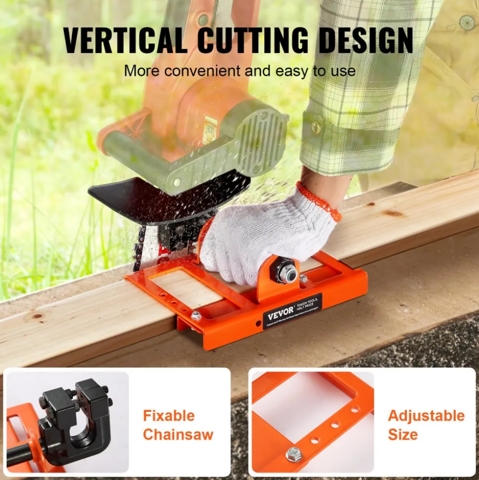 VEVOR Chainsaw Mill, Vertical Lumber Cutting Guide with 2"-6" Cutting Width, Cast Iron Portable Timber Chainsaw Attachment, Lightweight Wood Timber Milling Attachment for Builders and Woodworkers