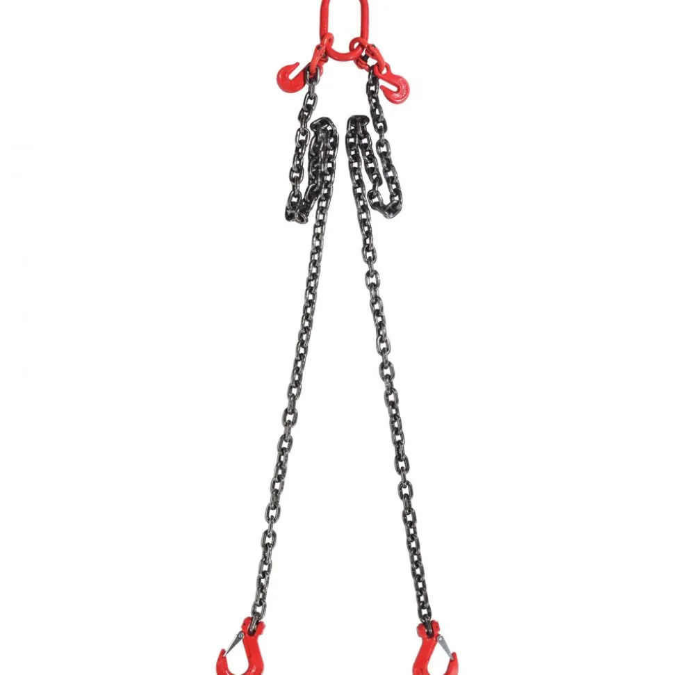 VEVOR Chain Sling, 3/8 inch x 6 ft Lifting Chains with Hooks, G80 Engine Chain Hoist Lifts, 11000 lbs/5 Ton Lifting Sling Chains for Engine Hoist, Engine Lift Chain with 2 Leg Grab Hooks and Adjusters