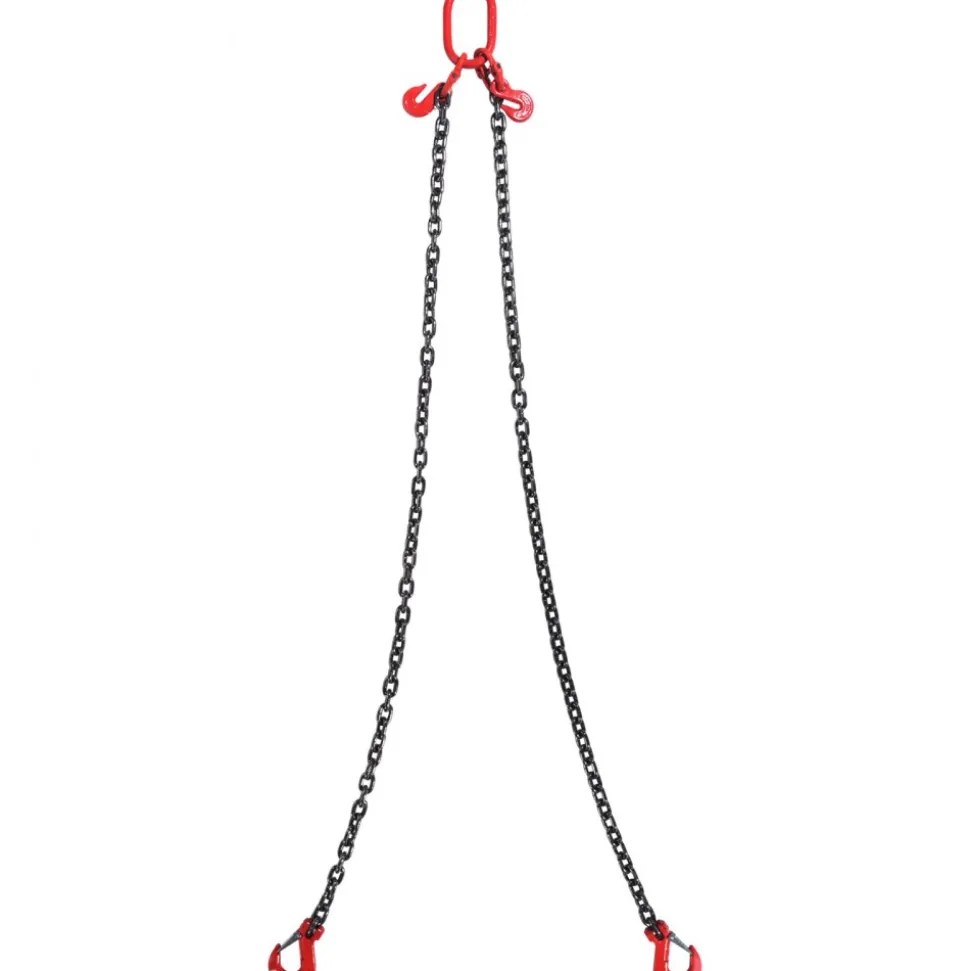 VEVOR Chain Sling, 3/8 inch x 6 ft Lifting Chains with Hooks, G80 Engine Chain Hoist Lifts, 11000 lbs/5 Ton Lifting Sling Chains for Engine Hoist, Engine Lift Chain with 2 Leg Grab Hooks and Adjusters