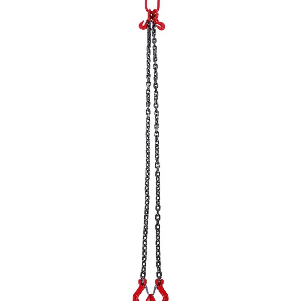 VEVOR Chain Sling, 3/8 inch x 6 ft Lifting Chains with Hooks, G80 Engine Chain Hoist Lifts, 11000 lbs/5 Ton Lifting Sling Chains for Engine Hoist, Engine Lift Chain with 2 Leg Grab Hooks and Adjusters