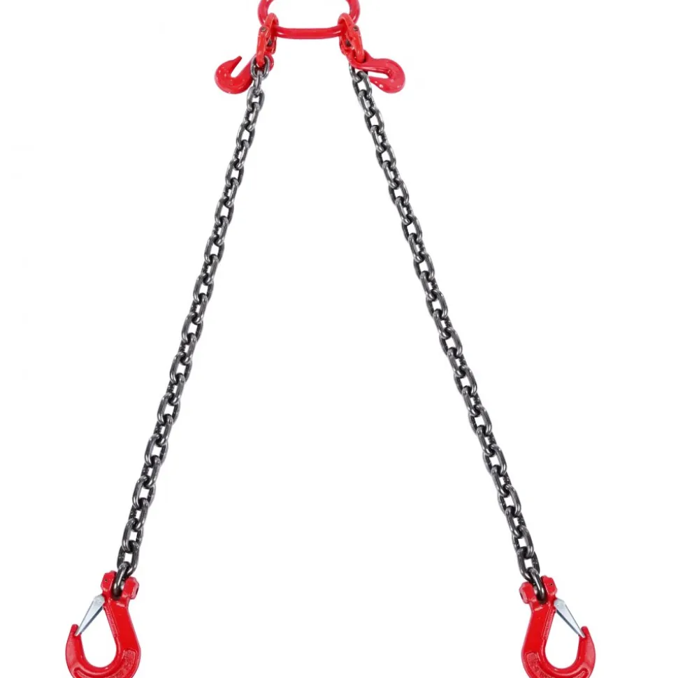 VEVOR Chain Sling, 3/8 inch x 6 ft Lifting Chains with Hooks, G80 Engine Chain Hoist Lifts, 11000 lbs/5 Ton Lifting Sling Chains for Engine Hoist, Engine Lift Chain with 2 Leg Grab Hooks and Adjusters