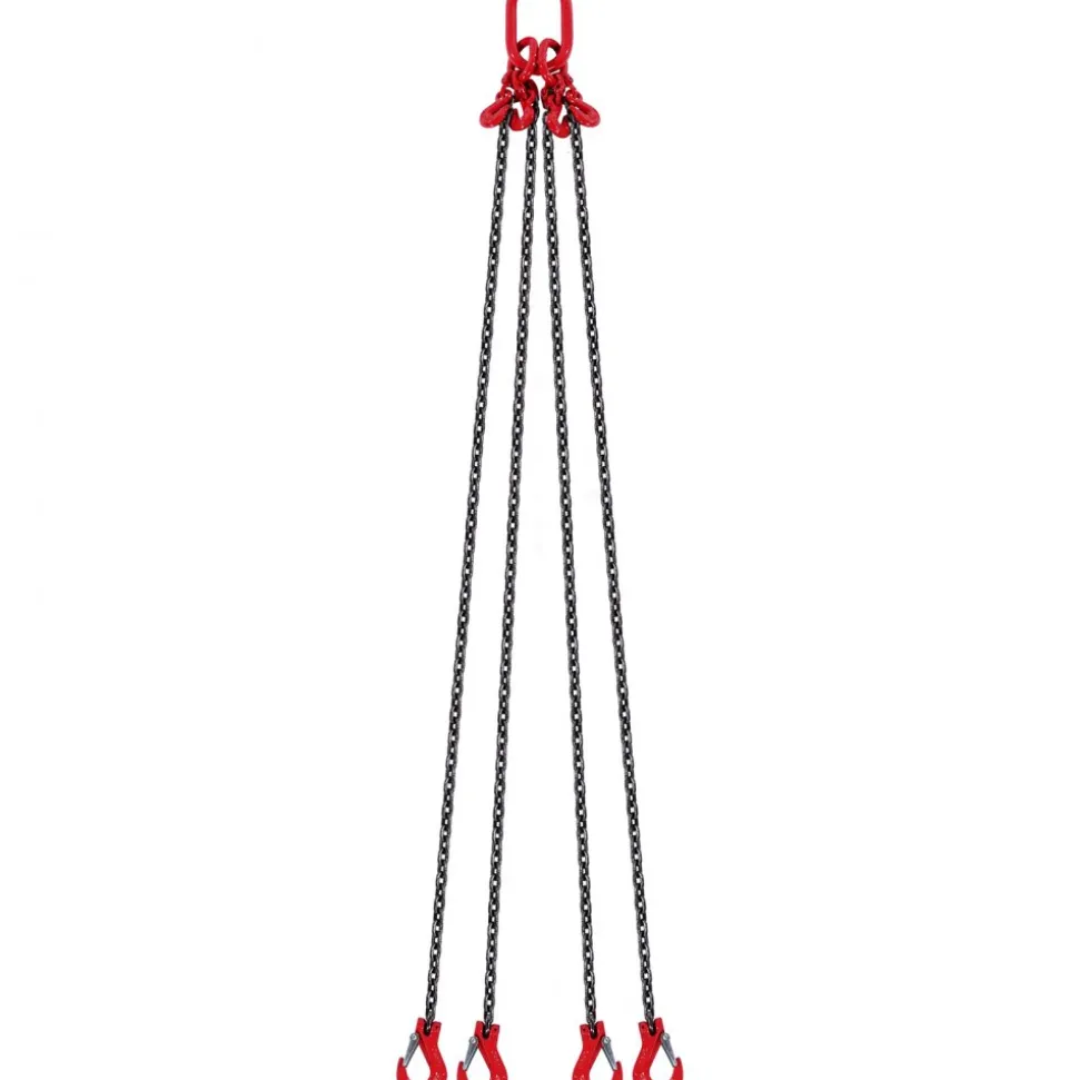 VEVOR Chain Sling, 1/4 inch x 5 ft Lifting Chains with Hooks, G80 Engine Chain Hoist Lifts, 6600 lbs/3 Ton Lifting Sling Chains for Engine Hoist, Engine Lift Chain with 4 Leg Grab Hooks and Adjusters