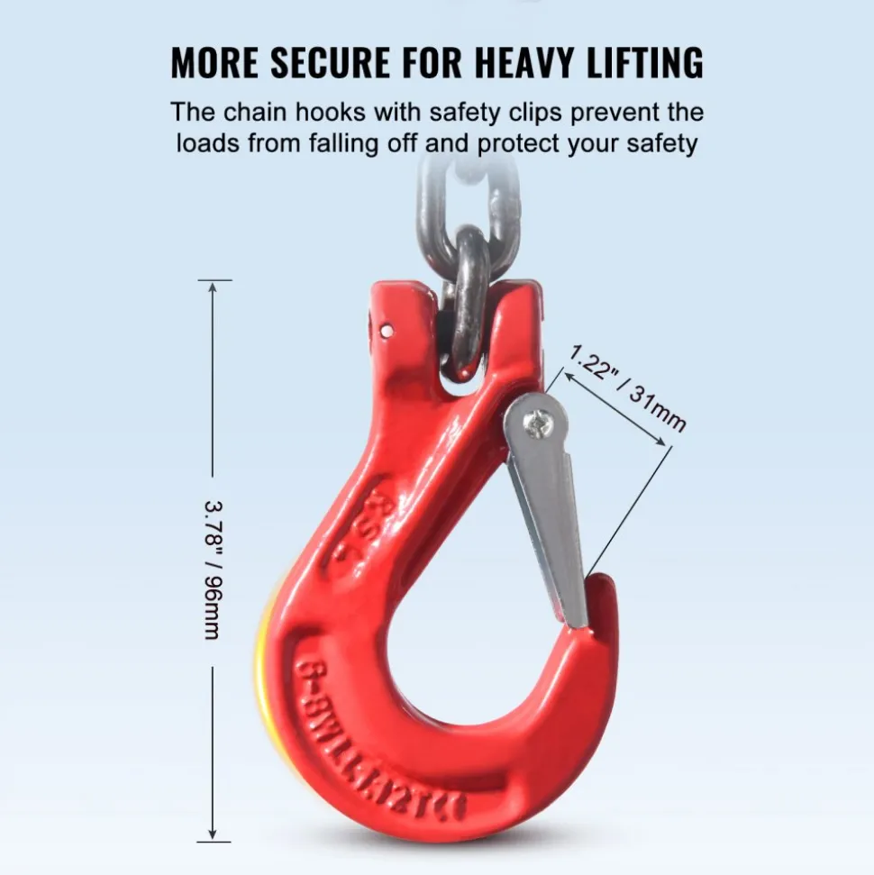VEVOR Chain Sling, 1/4 inch x 5 ft Lifting Chains with Hooks, G80 Engine Chain Hoist Lifts, 6600 lbs/3 Ton Lifting Sling Chains for Engine Hoist, Engine Lift Chain with 4 Leg Grab Hooks and Adjusters