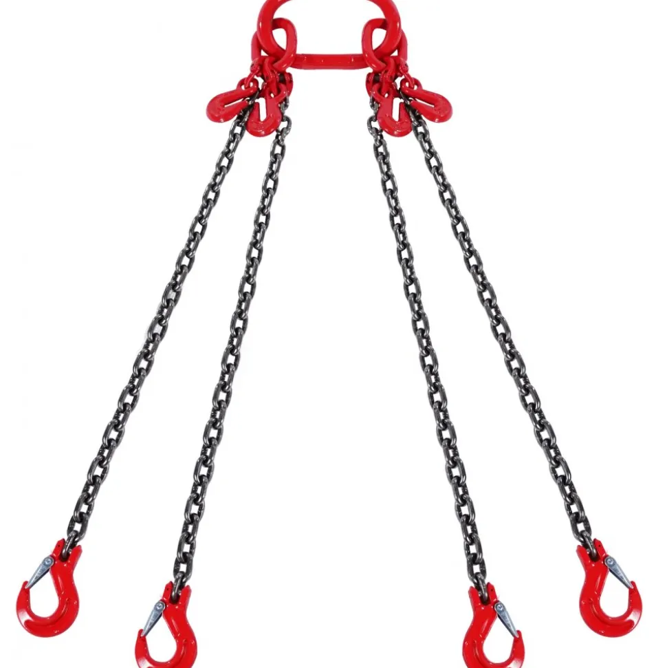 VEVOR Chain Sling, 1/4 inch x 5 ft Lifting Chains with Hooks, G80 Engine Chain Hoist Lifts, 6600 lbs/3 Ton Lifting Sling Chains for Engine Hoist, Engine Lift Chain with 4 Leg Grab Hooks and Adjusters