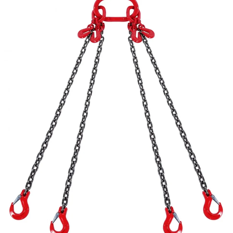 VEVOR Chain Sling, 5/16 inch x 10 ft Lifting Chains with Hooks, G80 Engine Chain Hoist Lifts, 11000 lbs/5 Ton Lifting Sling Chains for Engine Hoist, Engine Lift Chain with 4 Leg Grab Hooks & Adjusters