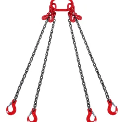 VEVOR Chain Sling, 5/16 inch x 10 ft Lifting Chains with Hooks, G80 Engine Chain Hoist Lifts, 11000 lbs/5 Ton Lifting Sling Chains for Engine Hoist, Engine Lift Chain with 4 Leg Grab Hooks & Adjusters