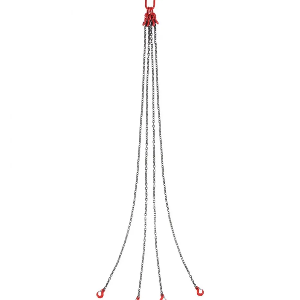 VEVOR Chain Sling, 5/16 inch x 10 ft Lifting Chains with Hooks, G80 Engine Chain Hoist Lifts, 11000 lbs/5 Ton Lifting Sling Chains for Engine Hoist, Engine Lift Chain with 4 Leg Grab Hooks & Adjusters