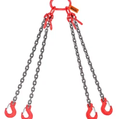 VEVOR Chain Sling, 5/16 inch x 5 ft Lifting Chains with Hooks, G80 Engine Chain Hoist Lifts, 11000 lbs/5 Ton Lifting Sling Chains for Engine Hoist, Engine Lift Chain with 4 Leg Grab Hooks & Adjusters