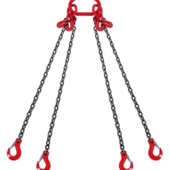 VEVOR Chain Sling, 3/8 inch x 10 ft Lifting Chains with Hooks, G80 Engine Chain Hoist Lifts, 18400 lbs/8 Ton Lifting Sling Chains for Engine Hoist, Engine Lift Chain with 4 Leg Grab Hooks & Adjusters