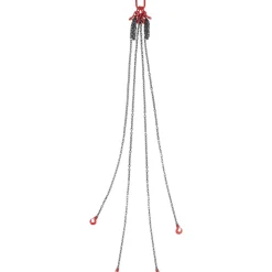 VEVOR Chain Sling, 3/8 inch x 10 ft Lifting Chains with Hooks, G80 Engine Chain Hoist Lifts, 18400 lbs/8 Ton Lifting Sling Chains for Engine Hoist, Engine Lift Chain with 4 Leg Grab Hooks & Adjusters