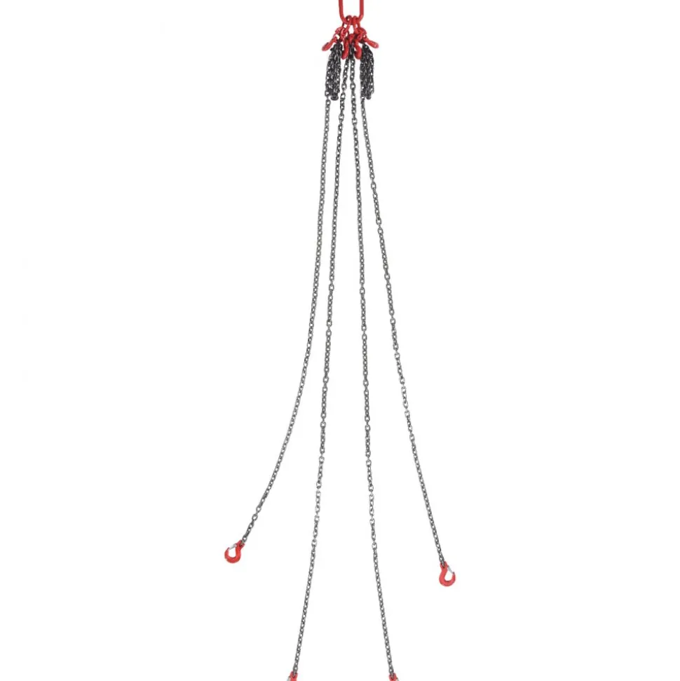 VEVOR Chain Sling, 3/8 inch x 10 ft Lifting Chains with Hooks, G80 Engine Chain Hoist Lifts, 18400 lbs/8 Ton Lifting Sling Chains for Engine Hoist, Engine Lift Chain with 4 Leg Grab Hooks & Adjusters