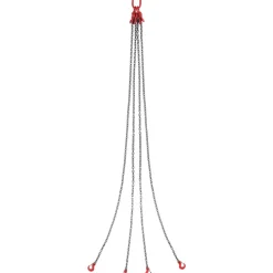 VEVOR Chain Sling, 3/8 inch x 10 ft Lifting Chains with Hooks, G80 Engine Chain Hoist Lifts, 18400 lbs/8 Ton Lifting Sling Chains for Engine Hoist, Engine Lift Chain with 4 Leg Grab Hooks & Adjusters