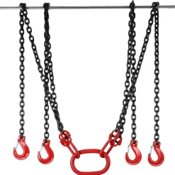 VEVOR Chain Sling, 5/16 inch x 10 ft Lifting Chains with Hooks, G80 Engine Chain Hoist Lifts, 11000 lbs/5 Ton Capacity Lifting Sling Chains for Engine Hoist, Engine Lift Chain with 4 Leg Grab Hooks