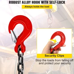 VEVOR Chain Sling, 5/16 inch x 10 ft Lifting Chains with Hooks, G80 Engine Chain Hoist Lifts, 11000 lbs/5 Ton Capacity Lifting Sling Chains for Engine Hoist, Engine Lift Chain with 4 Leg Grab Hooks