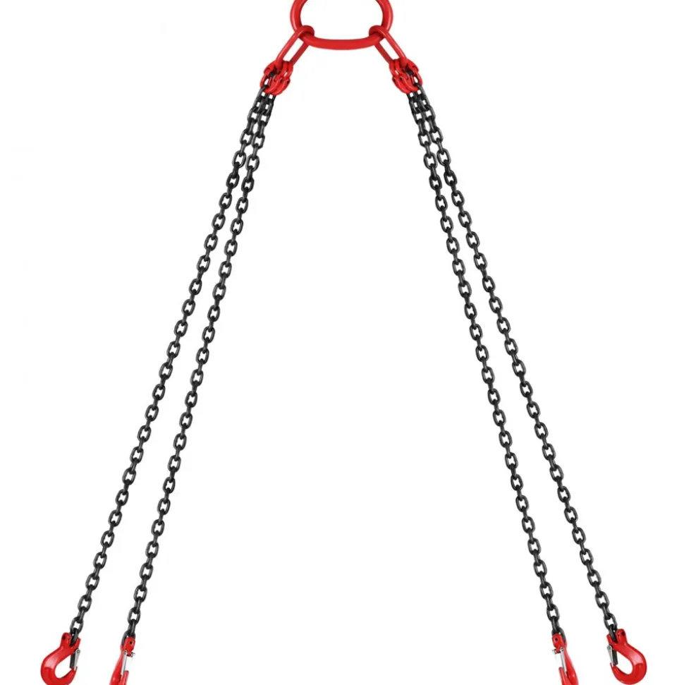 VEVOR Chain Sling, 5/16 inch x 10 ft Lifting Chains with Hooks, G80 Engine Chain Hoist Lifts, 11000 lbs/5 Ton Capacity Lifting Sling Chains for Engine Hoist, Engine Lift Chain with 4 Leg Grab Hooks