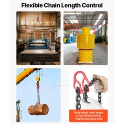 VEVOR Chain Sling, 5/16 in x 10 ft Lifting Chains with 2 Leg Grab Hooks, Heavy Duty G80 Alloy Steel Lifting Sling, 7000LBS Capacity, Adjustable Engine Chain Hoist Lifts for Cargo Security Towing