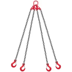 VEVOR Chain Sling, 3/8 in x 10 ft Lifting Chains with 4 Leg Grab Hooks, Heavy Duty G80 Alloy Steel Lifting Sling, 22900LBS Capacity, Adjustable Engine Chain Hoist Lifts for Cargo Security Towing