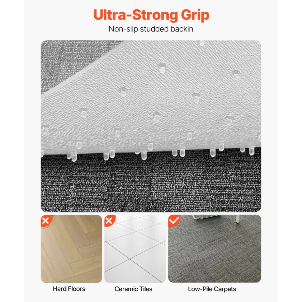 VEVOR Chair Mat with Lip, 36 x 48-inch Office Chair Mat for Low Pile Carpeted Floors, Clear Floor Protector Rug with Studded, Non-Slip & Easy to Clean, Smooth Glide Under Desk Rug for Home Office