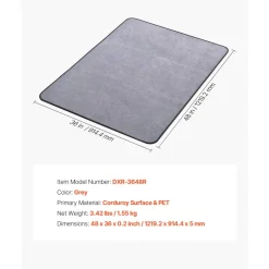 VEVOR Chair Mat, 36 x 48-inch Office Chair Mat for Hard Floors, Floor Protector for Rolling Chairs, Corduroy Surface, Non-Slip & Easy to Clean, Smooth Glide Under Desk Rug for Home Office (Grey)
