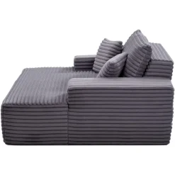 VEVOR Chaise Lounge Chair, 54 in Boneless Chaise Lounge Indoor, Modern Upholstered Oversized Reading Chair with Throw Pillows & Armrests, Sofa Couch Deep Seat Sleeper for Living Room, Bedroom, Grey