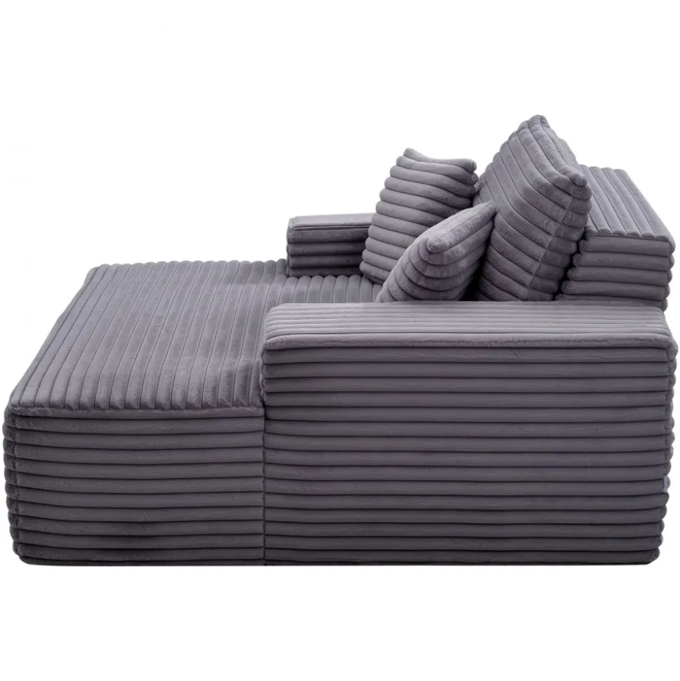 VEVOR Chaise Lounge Chair, 54 in Boneless Chaise Lounge Indoor, Modern Upholstered Oversized Reading Chair with Throw Pillows & Armrests, Sofa Couch Deep Seat Sleeper for Living Room, Bedroom, Grey