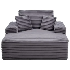 VEVOR Chaise Lounge Chair, 48 in Boneless Chaise Lounge Indoor, Modern Upholstered Oversized Reading Chair with Throw Pillows & Armrests, Sofa Couch Deep Seat Sleeper for Living Room, Bedroom, Balcony