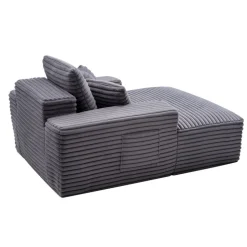 VEVOR Chaise Lounge Chair, 48 in Boneless Chaise Lounge Indoor, Modern Upholstered Oversized Reading Chair with Throw Pillows & Armrests, Sofa Couch Deep Seat Sleeper for Living Room, Bedroom, Balcony