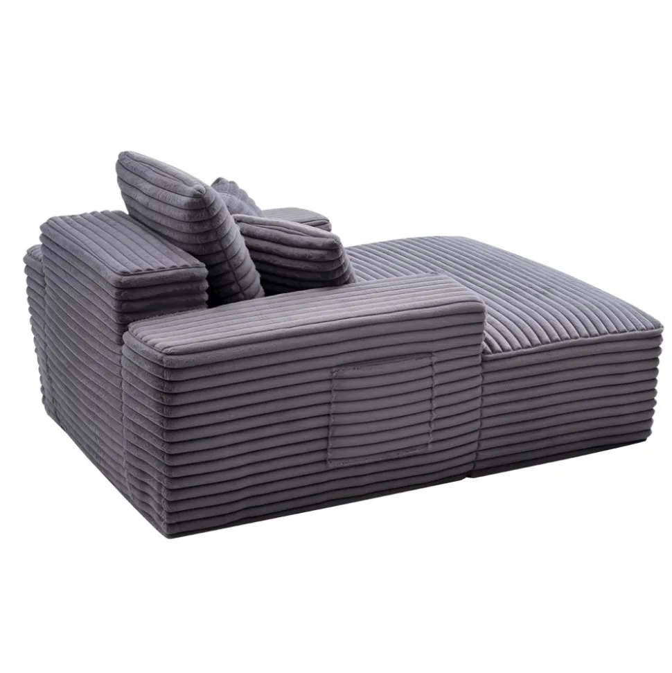 VEVOR Chaise Lounge Chair, 48 in Boneless Chaise Lounge Indoor, Modern Upholstered Oversized Reading Chair with Throw Pillows & Armrests, Sofa Couch Deep Seat Sleeper for Living Room, Bedroom, Balcony