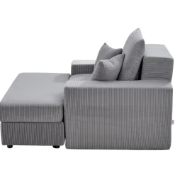 VEVOR Chaise Lounge Chair, 44 in Boneless Modular Chaise Lounge Indoor, Oversized Corduroy Reading Chair with Throw Pillows & Armrests, Deep Seat Sofa Couch Sleeper for Living Room, Bedroom, Grey