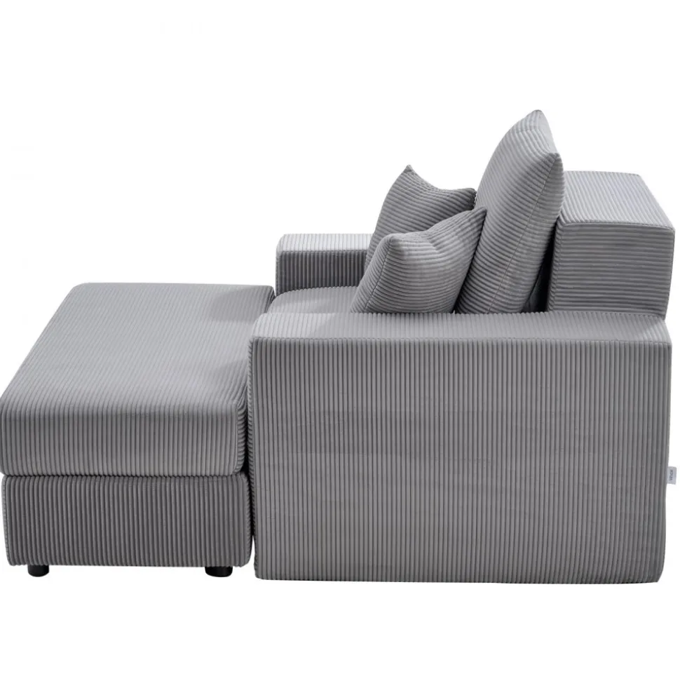 VEVOR Chaise Lounge Chair, 44 in Boneless Modular Chaise Lounge Indoor, Oversized Corduroy Reading Chair with Throw Pillows & Armrests, Deep Seat Sofa Couch Sleeper for Living Room, Bedroom, Grey